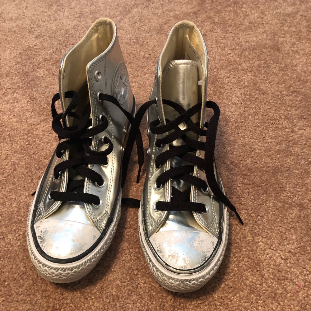 Silver metallic converse